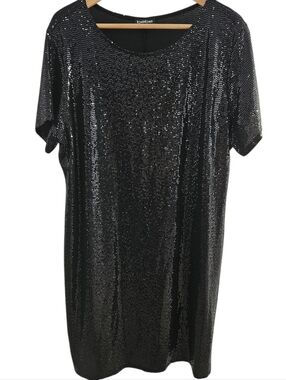 Bebe Black Sequin Shift Party Dress